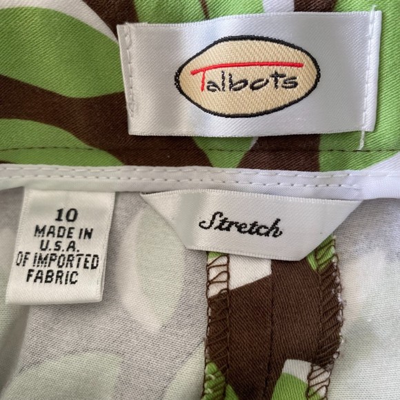 Talbots Leaves Pattern Stretch Crop Pants Size 10 Brown Green White - Picture 5 of 6
